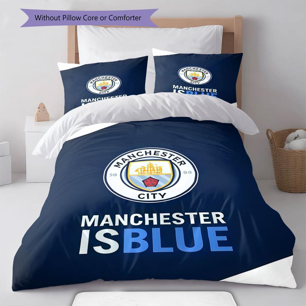 Cool MCFC Prints Bedding Quilt Set Quilt Cover Pillowcase Home Decoration Birthday Gift (1 * Duvet Cover + 2 * Pillowcase, Without Core)