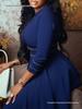 African Plus Size Women's Elegant Stand Collar Big Swing Dress