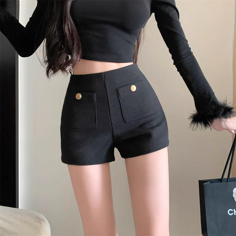 Women's Temperament White Tweed High Waist Wide Leg Pants - Petite Slimming Bootcut for Autumn/Winter