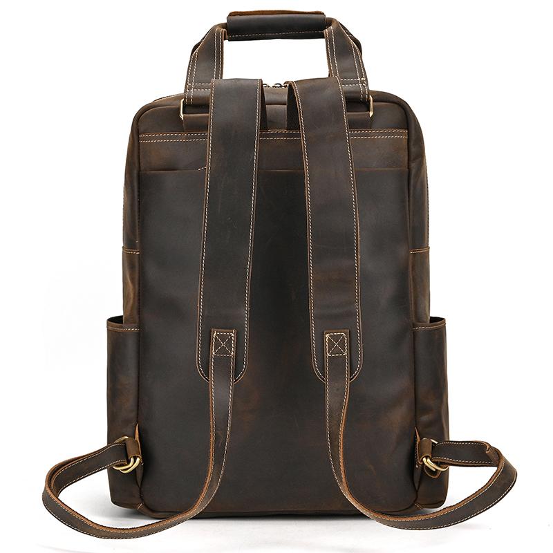 Luxry Brand Designer Leather Backpack Large Capacity Travel Bag Of Men Male Vintage Fashion Backpack for 15.6 Computer Drop Ship