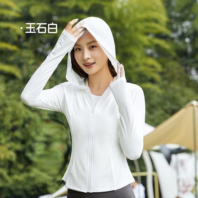 Women's super good-looking sunscreen clothes, slim-fitting yoga sunscreen tops, sports breathable elastic sunscreen jackets, summer skin clothes