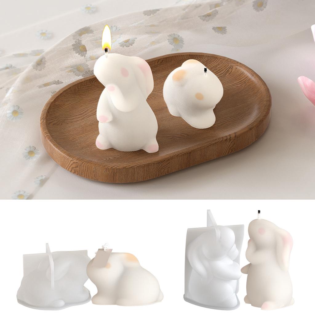Rabbit Shaped Candle Mold Gypsum Ornament Mould Home Decoration Molds Handmade Jewelry for Aromatherapies Enthusiasts