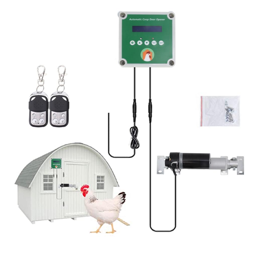 Automatic Chicken Coop Opener Linear Actuators Electric Poultry House Door Motor Kit with Light Sensor Remote Control