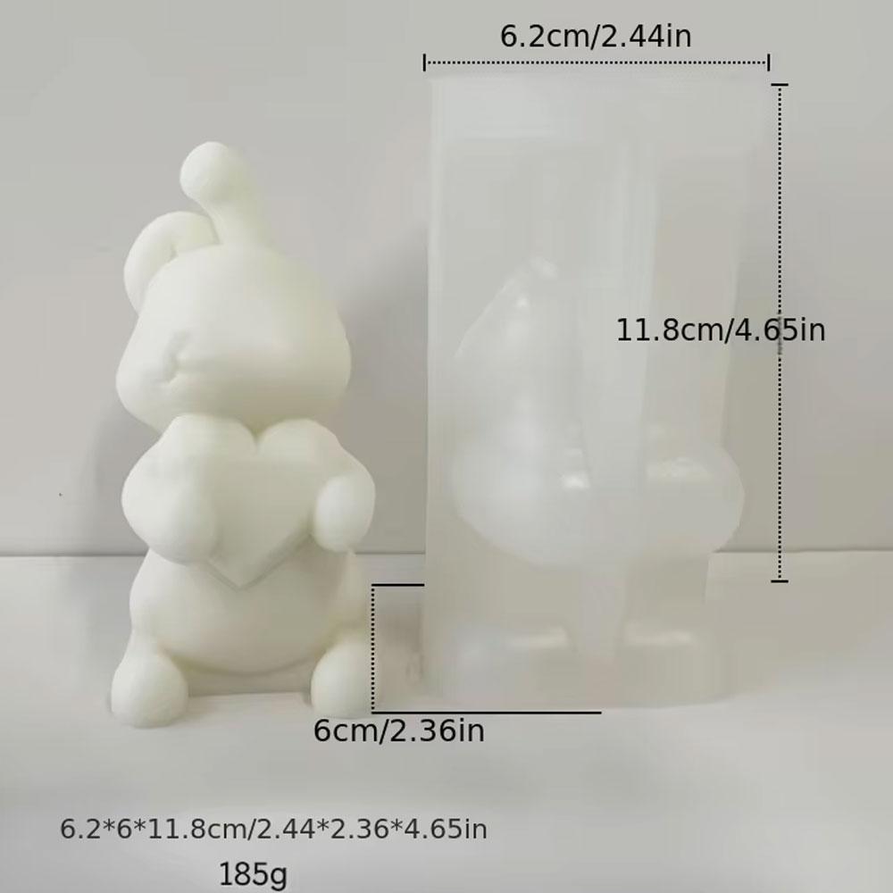Romantic Rose Love Bear Silicone Candle Mold Flower Rabbit Plaster Doll Making Tool Heart Bunny Wedding Party Decor  Bride Gifts
