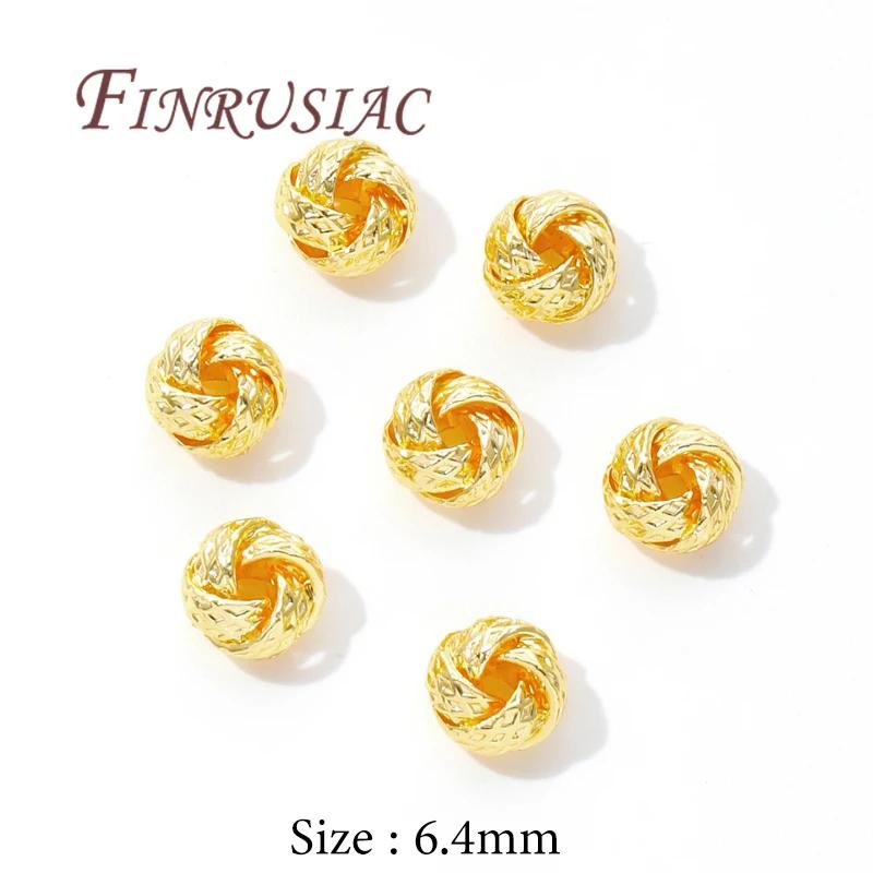 18K Gold Plated Metal Bead Separators For Bracelets,Weave Pattern Beads,Spacer Beads For Jewelry Making DIY Accessories