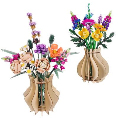 Creative DIY Wooden Puzzle Vase For Flower Bouquet Building Set Wooden Building Block Toys Home Decor