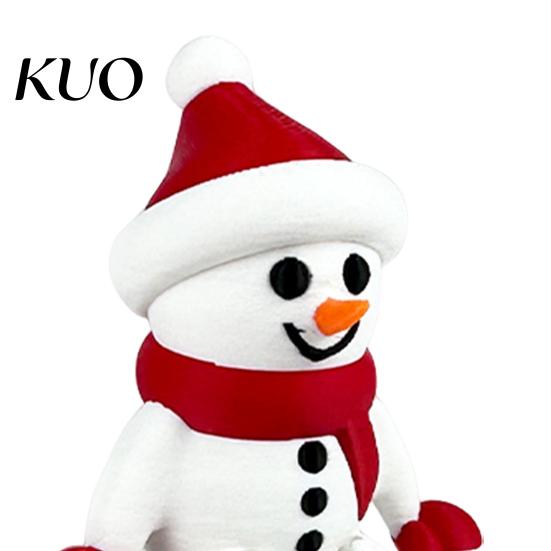 Winter Home Decor Christmas Snowman Figurine 3D Printed Sitting Ornament with Adorable Figure Movable Joints for Office Desk Gift Idea