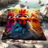 1Pcs Cozy Funny Chicken Printed Flannel Blanket Lightweight Soft Throw Soft All Season Bedspread for Couch Camping Travel