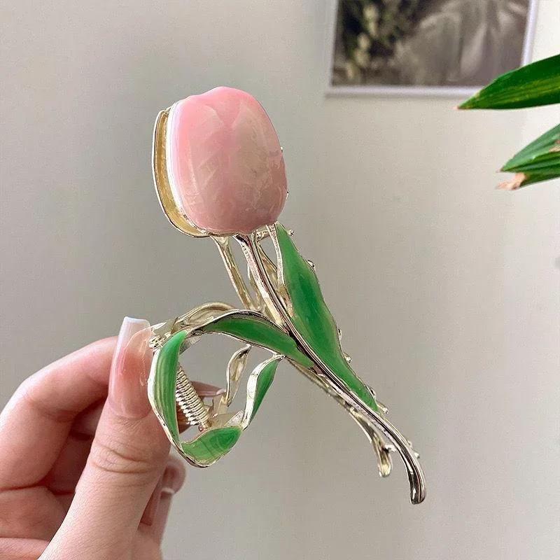 Elegant Fashionable Butterfly Rose Tulip Metal Clip Women Gentle Sexy Hair Clips Versatile Girls High-end Exquisite Shark Clips