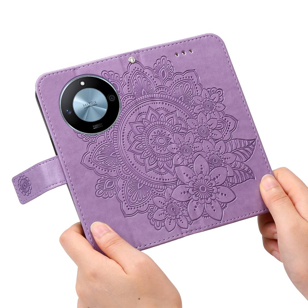 For Honor X60 5G Case Floral Pattern PU Leather Wallet Stand Phone Cover