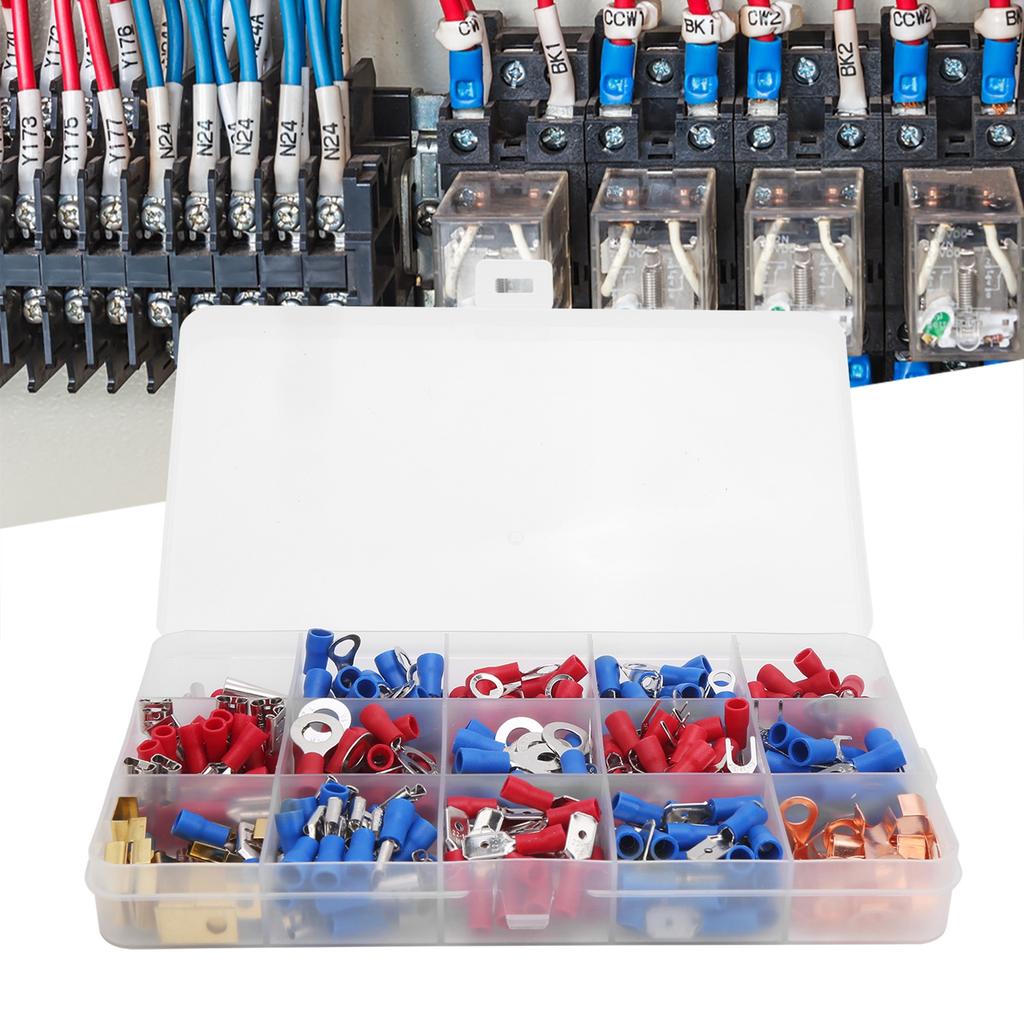 300Pcs Round Pre Insulated Cold Pressed Terminals Electrical Wire Terminal Connector