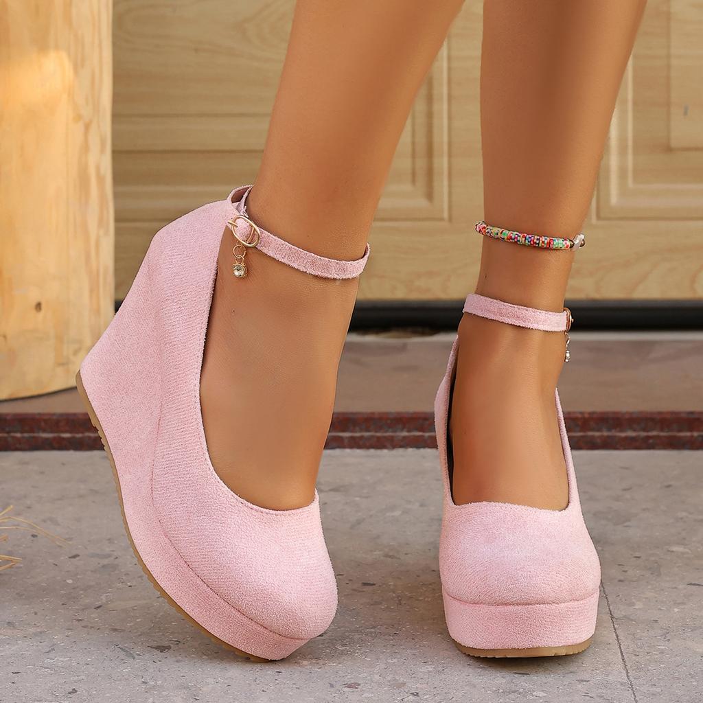 Spring/Autumn Pointed Toe Wedge Heel Shoes for Women, Fashionable Thick Sole Low-Cut High Heels, Women's Shoes 2026