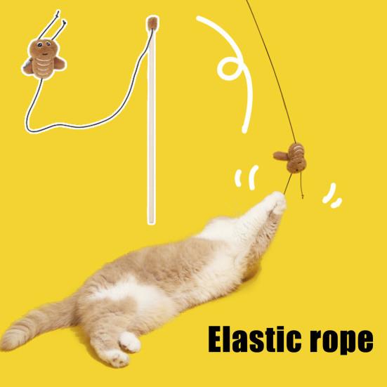 

Plush Cockroach Cat Teaser Wand Interactive Fluffy Roach Teasing Stick with Catnip And Crinkle Paper for Indoor Kittens And Adult Cats A