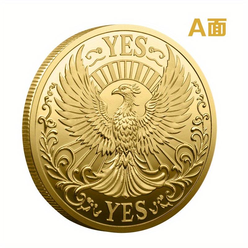 Decision Coin YES NO Commemorative Coin Souvenir Fire Phoenix Commemorative Coin Skull Coin золотистый