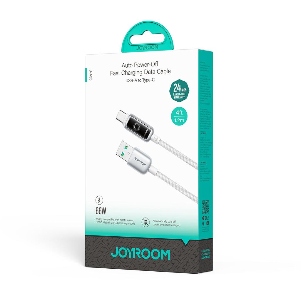 Kabel Przewód W Oplocie USB-A - USB-C 66W 1.2m - Biały