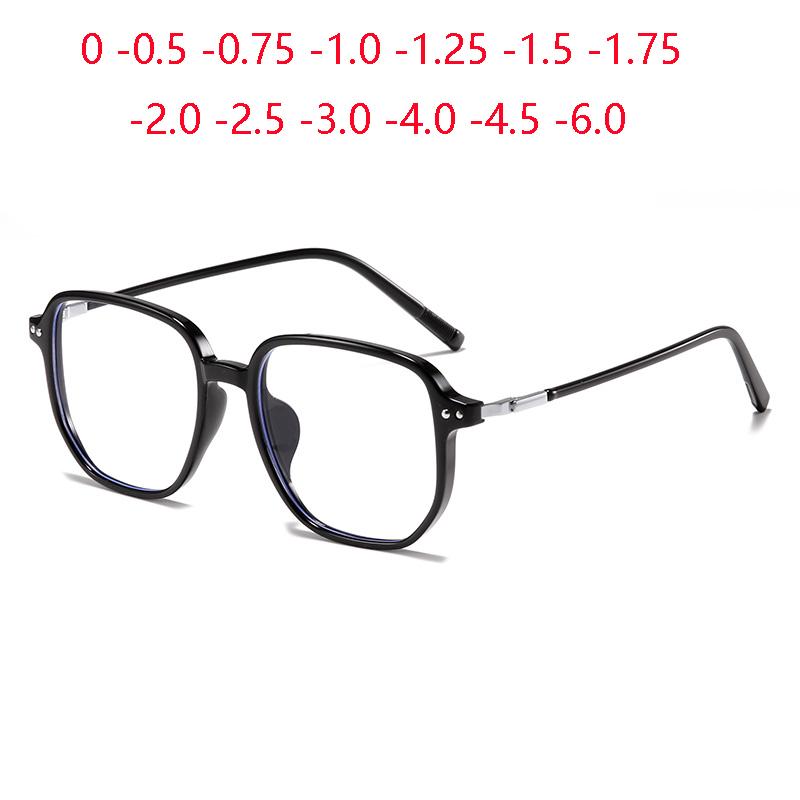 Big Frame Square Shortsighted Prescription Glasses Women Men Anti Blue Rays Student Myopic Spectacle Diopter -0.5 -0.75 To -6.0