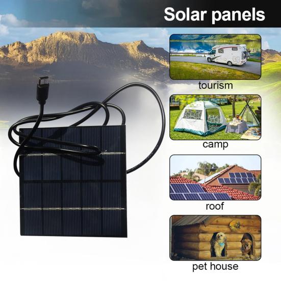 1.5W 5V Solar Panel Portable Lightweight Type-C Outdoor Camping Hiking Cycling Power Bank Mobile