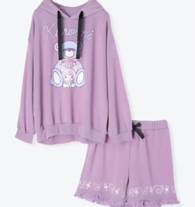 

[Б/У] Толстовка с капюшоном и спортивные штаны Sanrio Kuromi, мина, серийное производство, мечтательно-милый, мечтательная перспектива, мишка, болезненно-милый