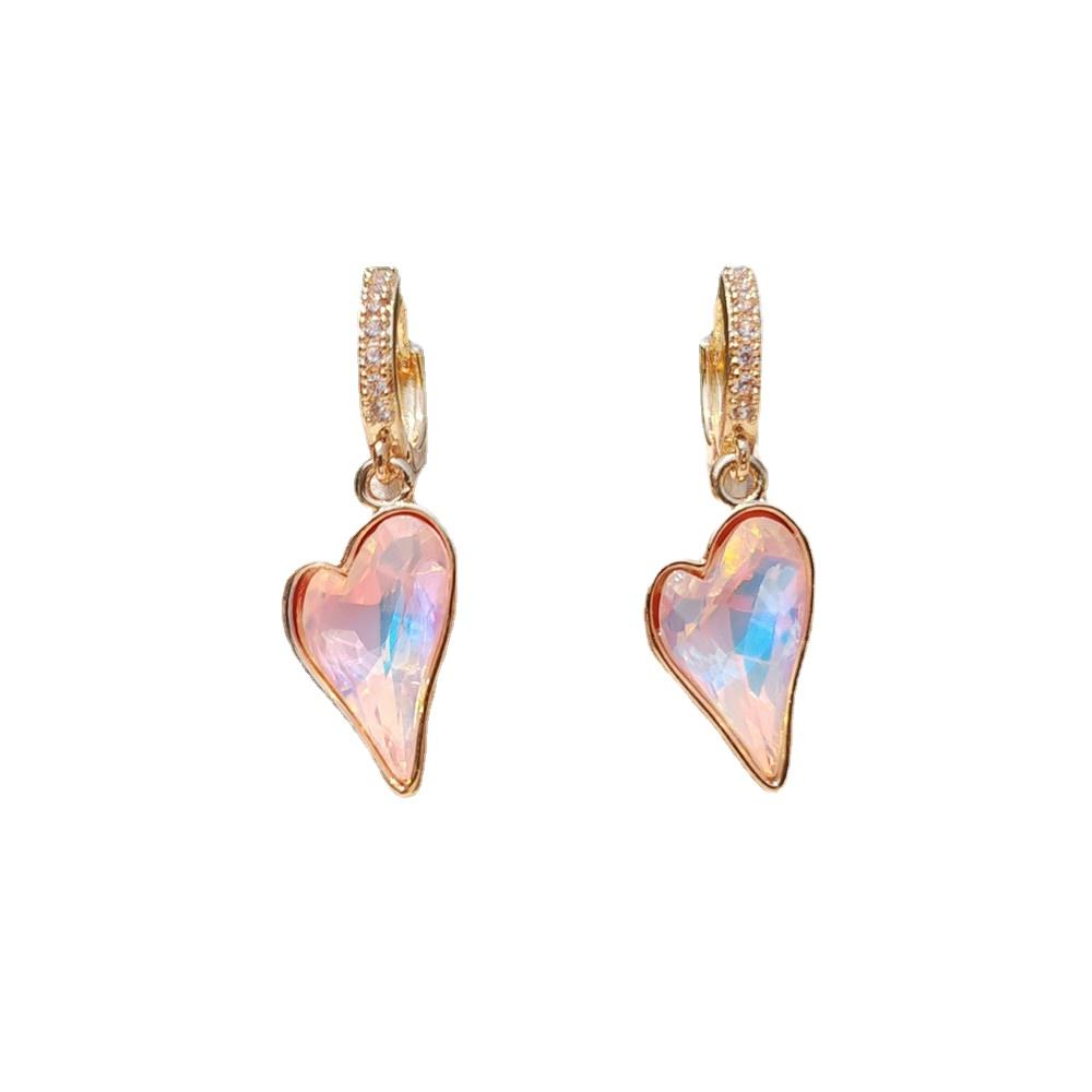 New Luxury Gradient Color Irregular Heart Shape Dangle Earrings for Women Cubic Zirconia Jewelry Party Accessories