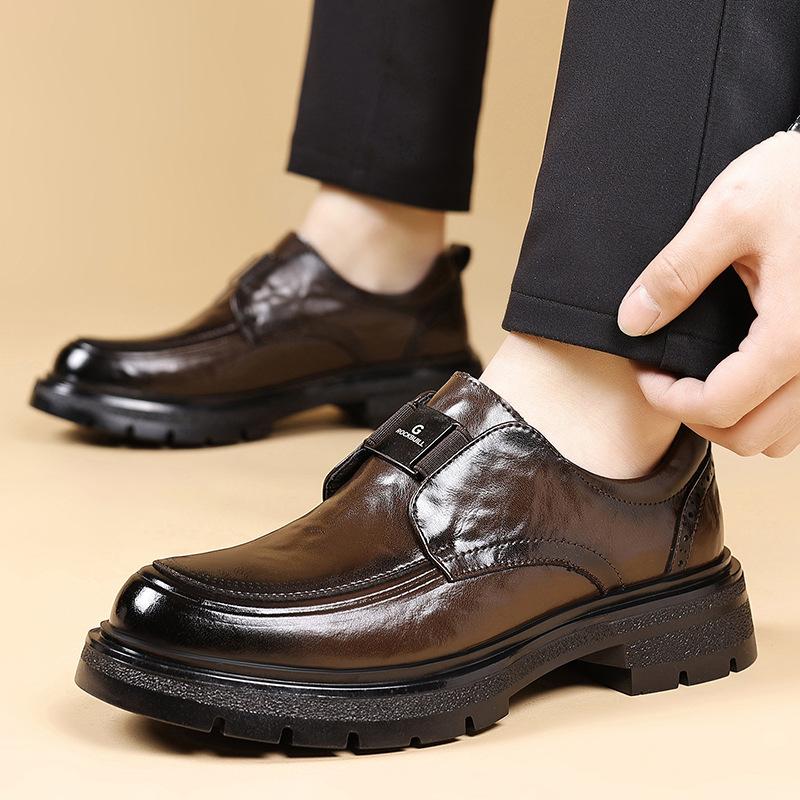 New winter leather thick-soled lazy casual business dress leather shoes
