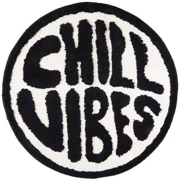 Soft Fluffy round Tufted Rug with Letters Aesthetic Bedside Carpet Anti-Slip Floor Mat for Bedroom Sofa Living Room Home Decor