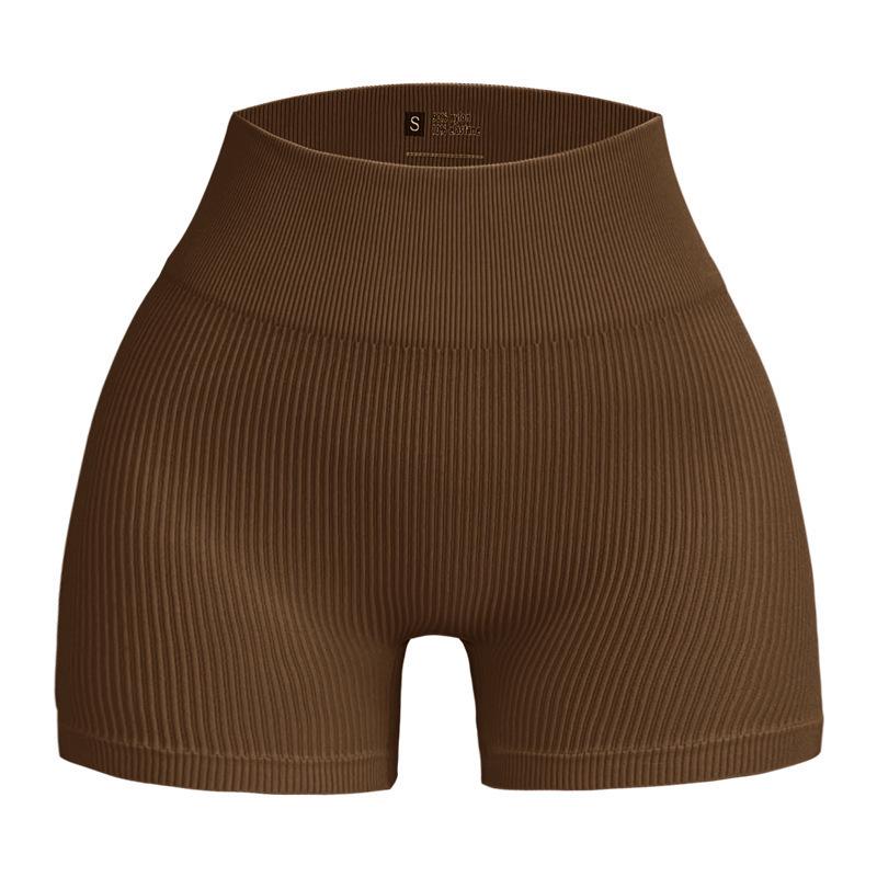 Women's High-Waisted Seamless Ribbed Yoga Shorts - Summer Elastic Three-Point Fit, Hip-Lifting Sportswear
