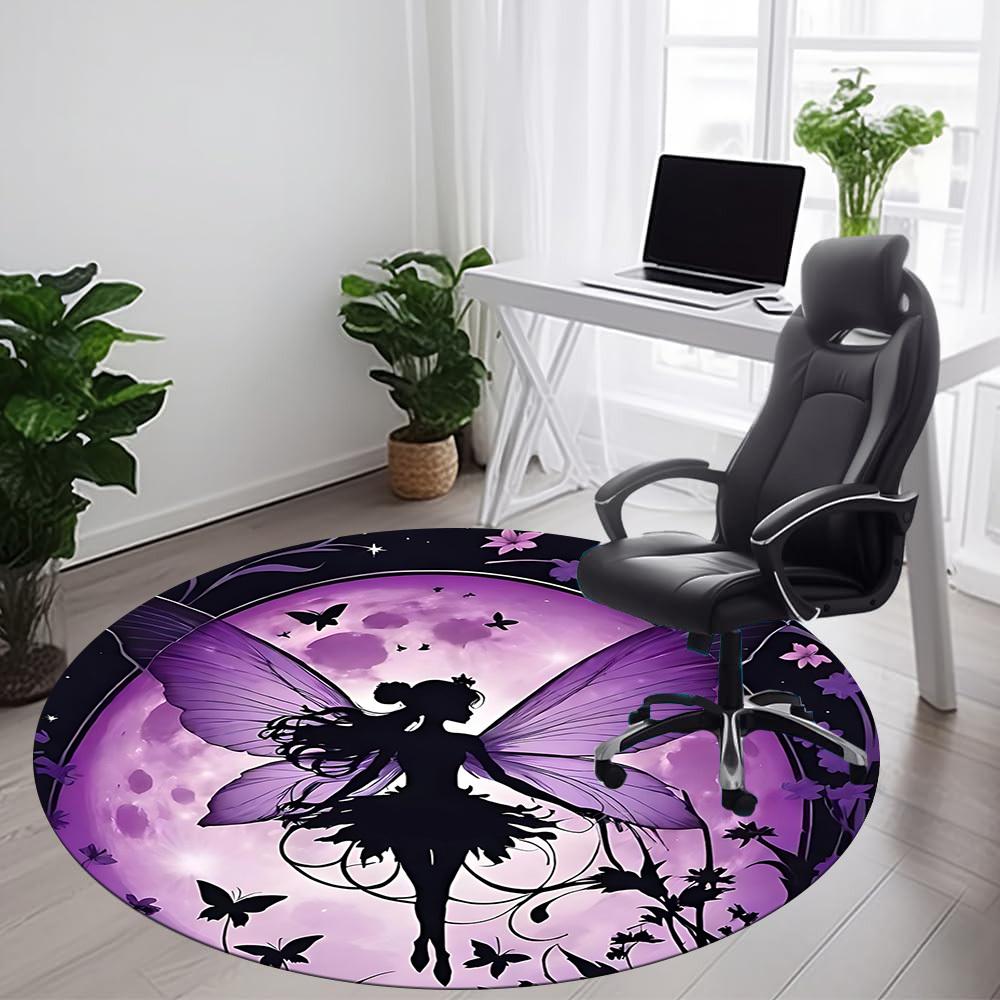 1pc Fairy Moonlight Office Round Area Rug, Indoor Mat Suitable ForOffice, Under Office Chairs Bedroom Living Room Home Decor T146