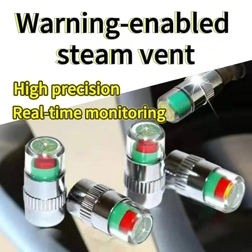 4pcs Motorcycle Car Tire Pressure Monitor Valve Cap Sensor Indicator Eye Alert Auto Tire Pressure Inspection Tool Tire Valve