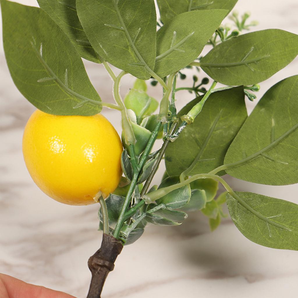 Umělá citronová větvička, všestranná, zářivě žlutá, stonek citronové větvičky pro svatební, večírek, domácí dekorace