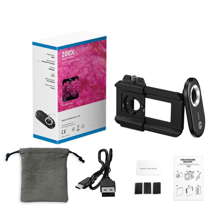 200x Phone Microscope Lens with LED Light CPL Filter & Clip Multifunction Universal Lens for Mobile Phone 1