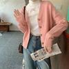Pulover cardigan cu decolteu în V casual și versatil toamnă și iarnă casual cu gât în ​​V cu mânecă lungă pulover tricotat solid top feminin
