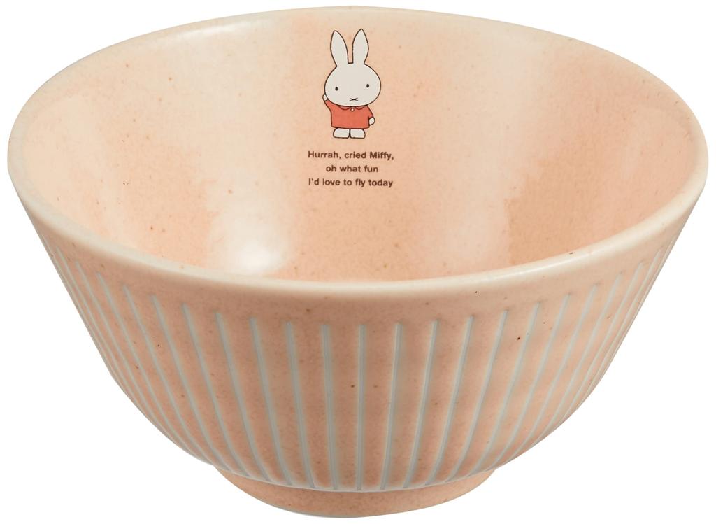 Dick Bruna Miffy rice coral A large rice bowl perfect for kitchen Made in Product number "miffy" bowl, 12cm, pink. cute, children's use. Japan.
