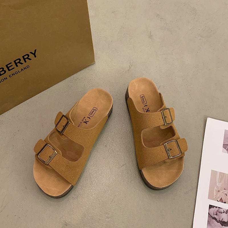 

Верхняя одежда летняя универсальная женская обувь модная интернет-знаменитость пляжная обувь приморские шлепанцы на плоской подошве для отдыха 40 верблюд