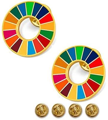 [UN Official SpecificationsInvoice System Compatible] SDG Badge, 25mm, Gold Cloisonné, SDG Badge Pin, Perfect for Hats and Bags, Cute (Pack of 2)