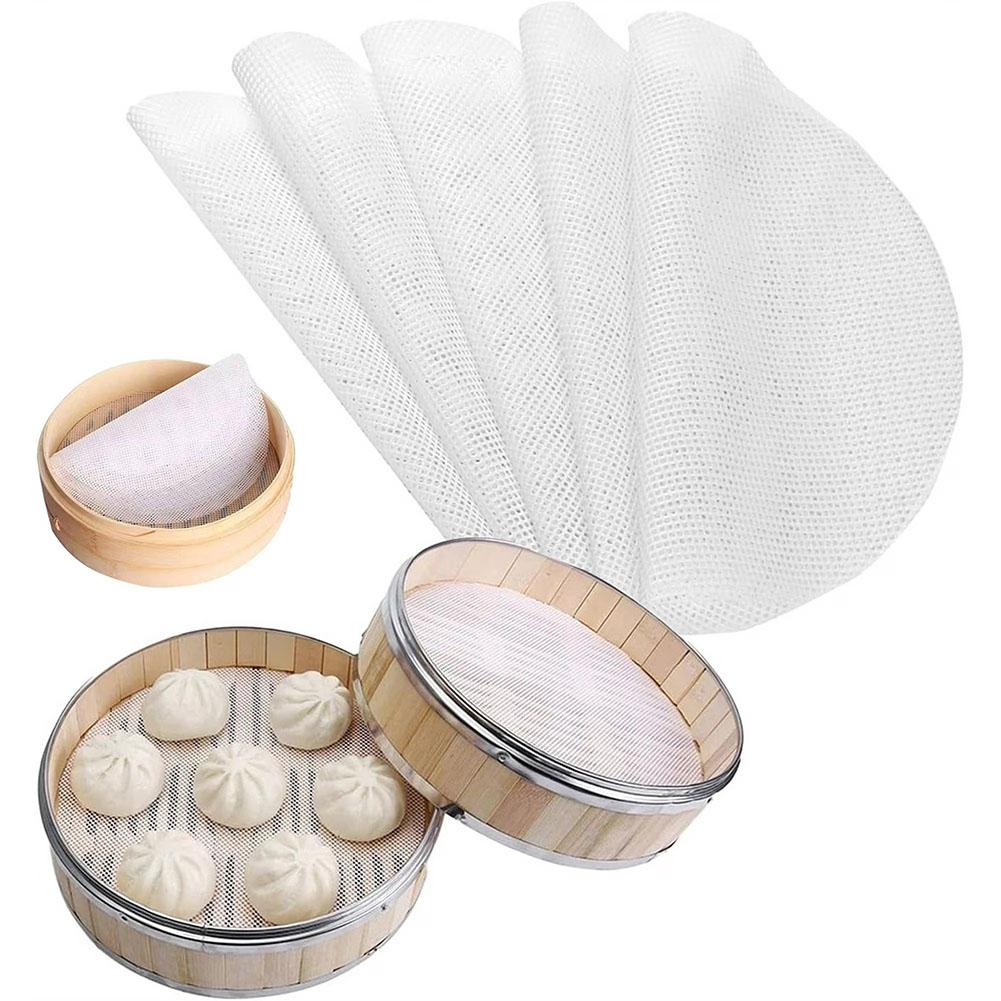 20Pcs 12 Inch Round Silicone Steamer Liners Non-Stick Mesh Mat Reusable Steamer Pad For Bamboo Steamer Dim Sum Dumplings Bu U6B3