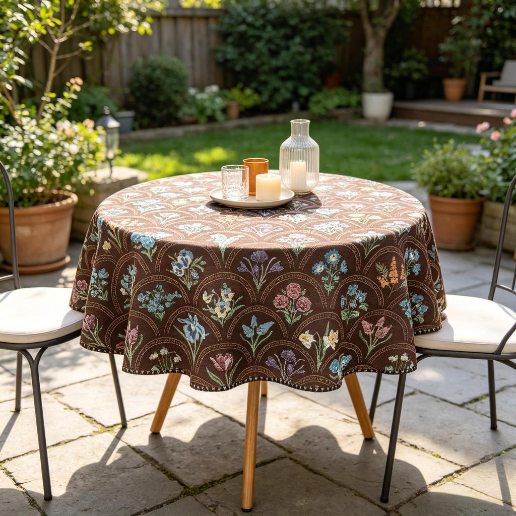 Kitchen Dining Table Living Room Home Use Cotton Fabric Round Tablecloth