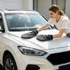 Vehicle Cleaning Mitt Pair with Double-Sided Soft Fleece Texture and Elastic Cuff for Wet Dry Washing and Household Wiping
