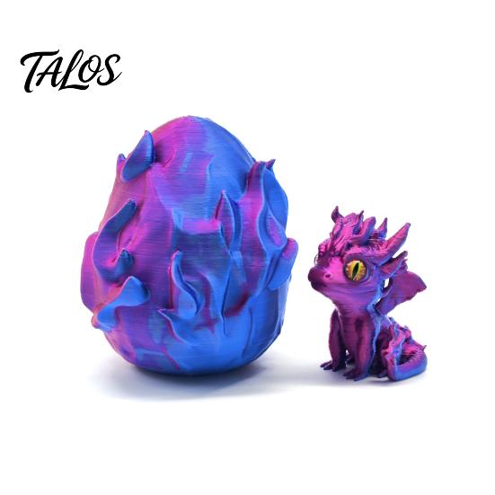 Colorful Dragon Statue 3D Printed with Egg, Gradient Baby Figurine, Holiday Party Favors Collectable Small Toy for Kids, Favors, Desktop Decoration