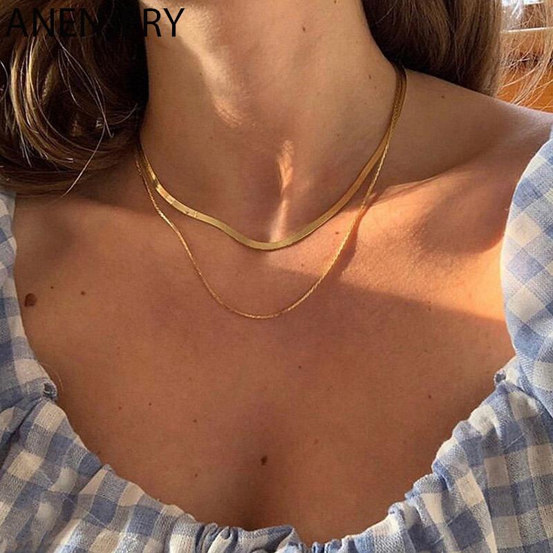 Double Layer Snake Chain Necklace For Women Trendy Choker Party Jewelry