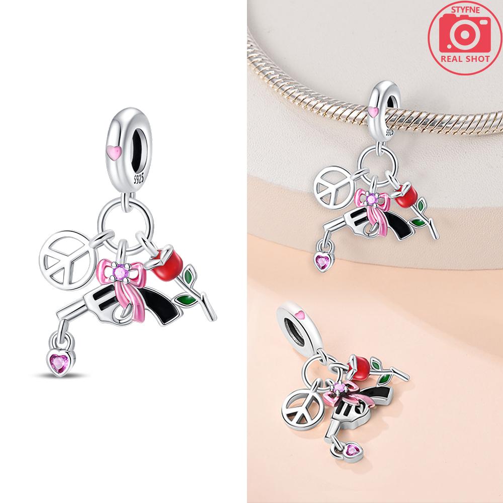 Original Charms Copper Pink High Heels Girl'S Suitcase Airplane Bag Beads Fit Bracelet Delicate Women Diy Holiday Gift