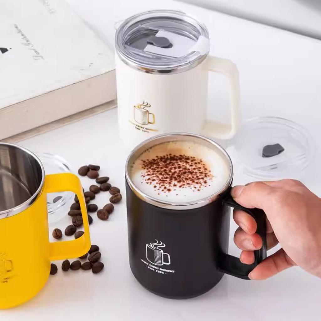 304 Stainless Steel Double-Wall Mug Tumbler Insulated Anti Scalding Drinking Cup With Handle Portable Reusable Drinkwar