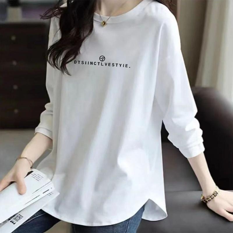 Pure Cotton Spring and Summer Thin Sweet T-shirt Fashionable Bottoming Shirt for Women New Long-sleeved Top