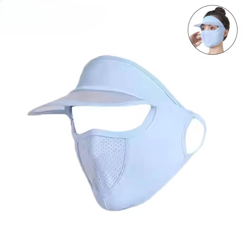 Summer Sunscreen Ice Silk Mask UV Protection Face Cover Sunscreen Veil Face with Brim Cycling Sun Protection Hats Caps