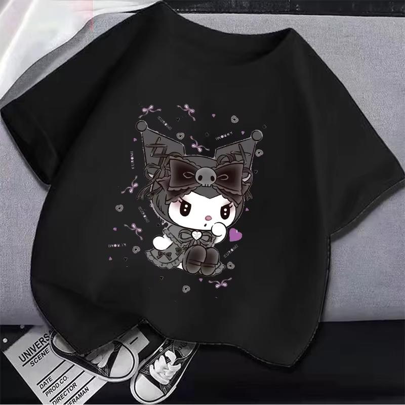 

Sanrio Summer 2026 new childrens Tshirt Kuromi graffiti cartoon print pure cotton breathable parentchild fashion short sleeve S