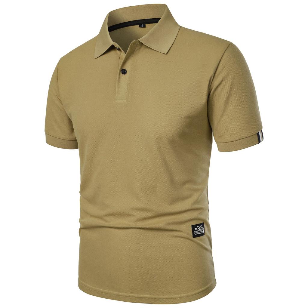Europäischer und Amerikanischer Stil Herren Sommer Einfarbig Slim Fit Oberteil Mode Kurzarm Umlegekragen T-Shirt