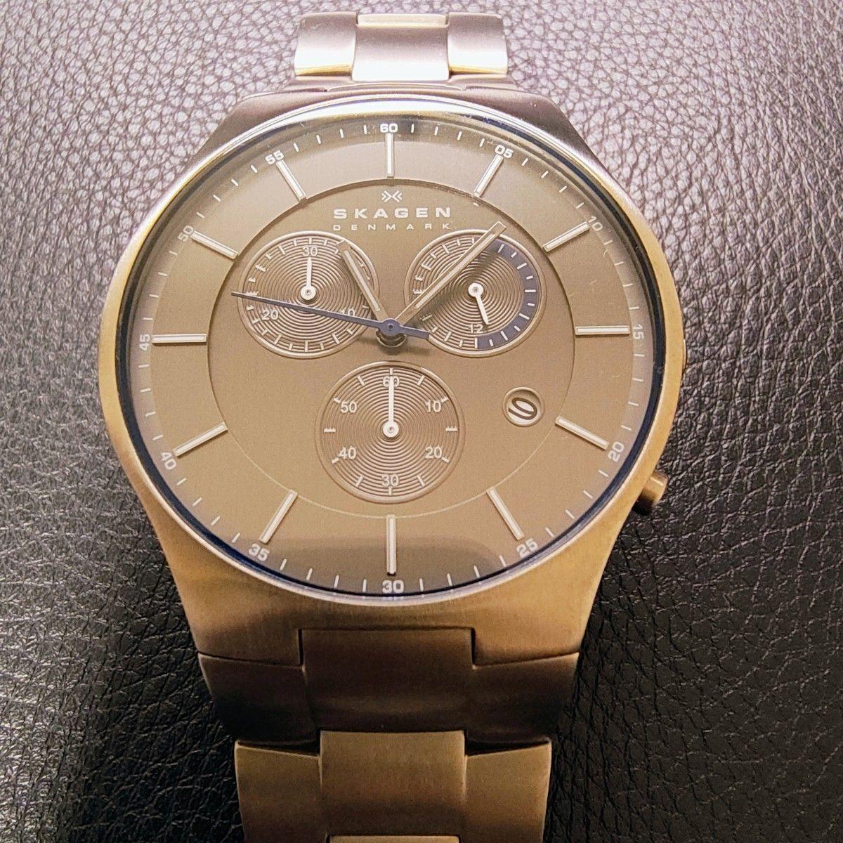 Used SKAGEN DENMARK Men s Watch Chronograph Full Titanium Case Belt
