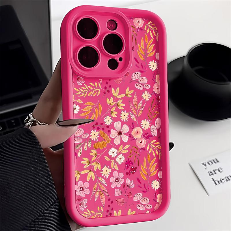 Leaf Pattern Cute Flower Phone Case For iPhone 13 16e 11 15 12 14 16 17 Pro Max 7 8 Plus X XR XS SE Soft Liquid Silicone Cover