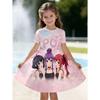 Girls 3D Crew Neck A-line Dress, All-over Print of HAPPYBIRTHDAY Cake Letters, Perfect for Parties and Birthday Gifts.