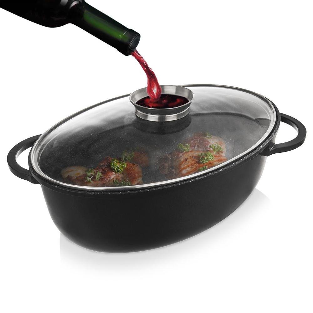 Granit-Bräter mit Deckel, oval, GRANDE, 8 l, 45x27,5 cm