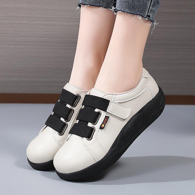 Women's Chunky-Soled White Sneakers 2025 Spring/Fall New Arrival Korean Style Slip-On Casual Sneakers